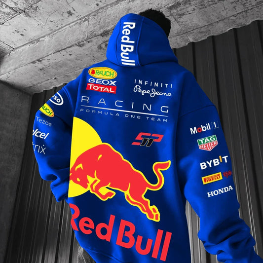 Casual Fashion Racing Print Oversized Hoodie